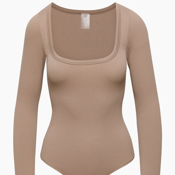 Rib Seamless Scoop Longsleeve Bodysuit - Black - Picture 2 of 7